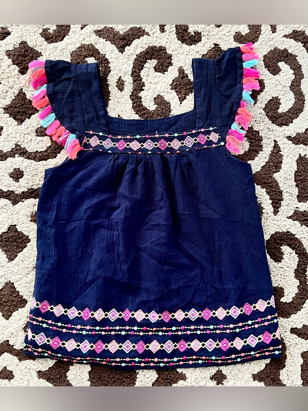 Savannah Jane Embroidered Tassel Boho Top – Women’s Small